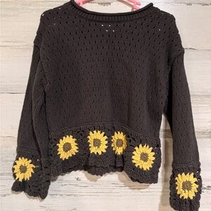 Little Co. Crocheted Sunflower Sweater